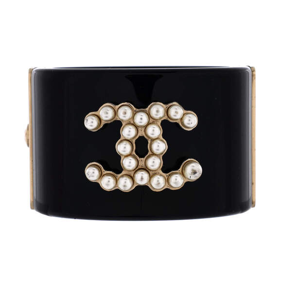 Chanel Jewelry - Chanel CC Cuff Bracelet Resin with Metal and Faux Pearls